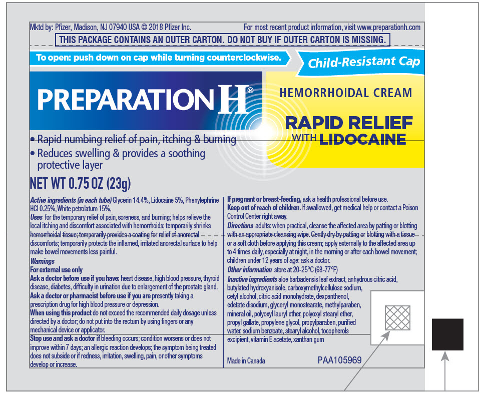 PREPARATION H Rapid Relief with Lidocaine Treatment Cream